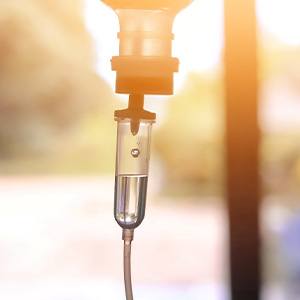 a close-up of an IV bag